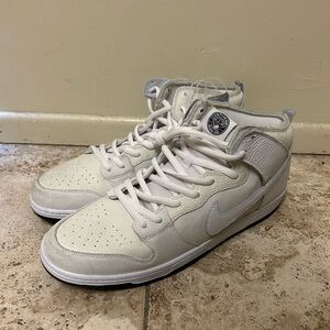 Nike SB Dunk High QS AntiHero Skateboards Shoes White HM5837 100 Men's Sz 19